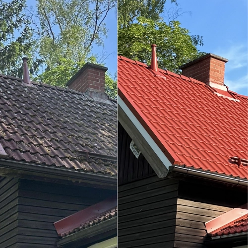 Ennen ja jälkeen tiilikaton maalaus